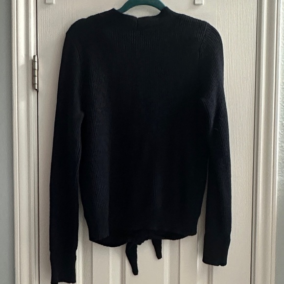 Moth by Anthropologie Navy Ribbed Front Tie Sweater Casual Cozy Women’s Small - Picture 5 of 9